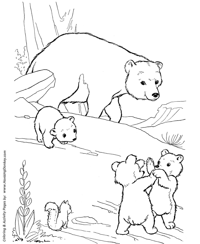 670x820 Wild Animal Coloring Pages Playful Bear Cubs Coloring Page