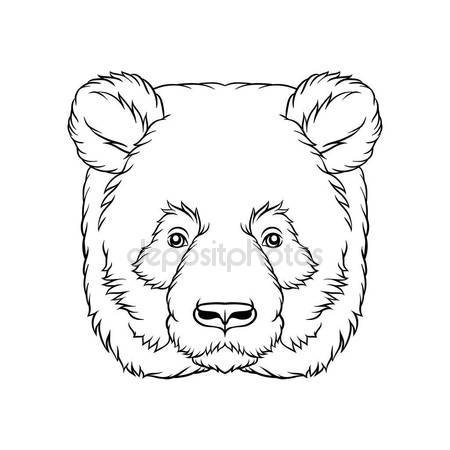 450x450 Black And White Sketch Of Panda Bears Head, Face Of Wild Animal