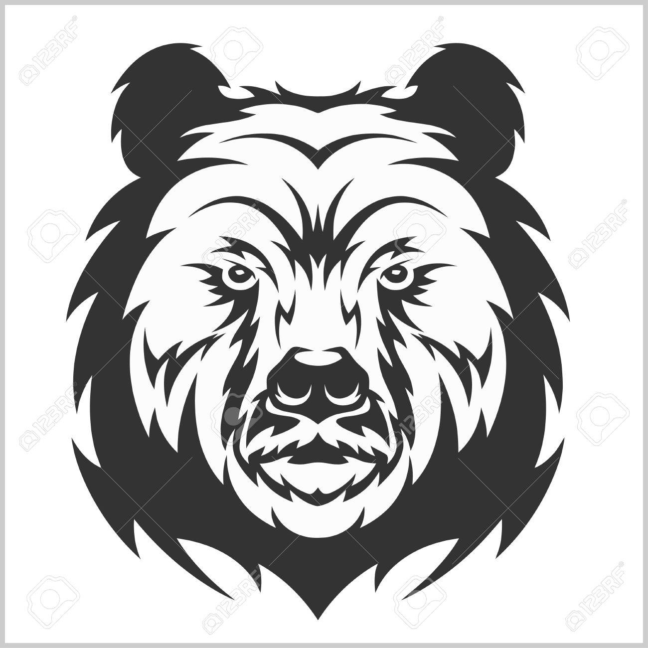 1300x1300 Head Grizzly Brown Bear In Tribal Style