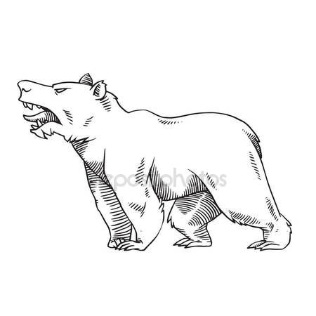 450x450 Heraldic Bear Growling, Monochrome Style Stock Vector