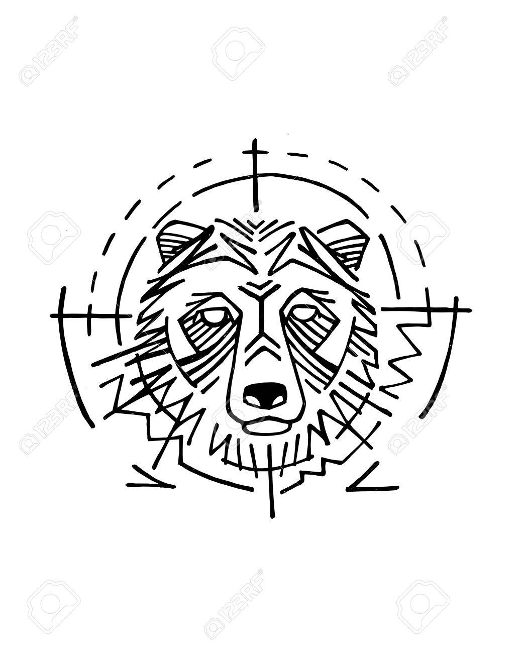 1039x1300 Hand Drawn Vector Illustration Or Drawing Of A Bear Head Symbol