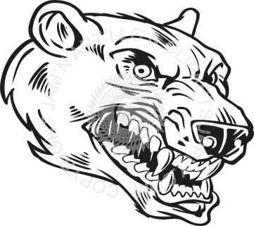 361x321 Bear Head In Black Amp White