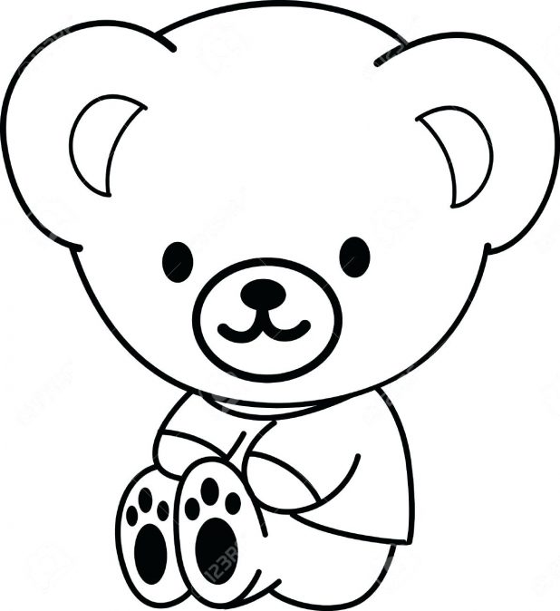 618x674 Coloring Captivating Outline A Teddy Bear. Outline Drawings
