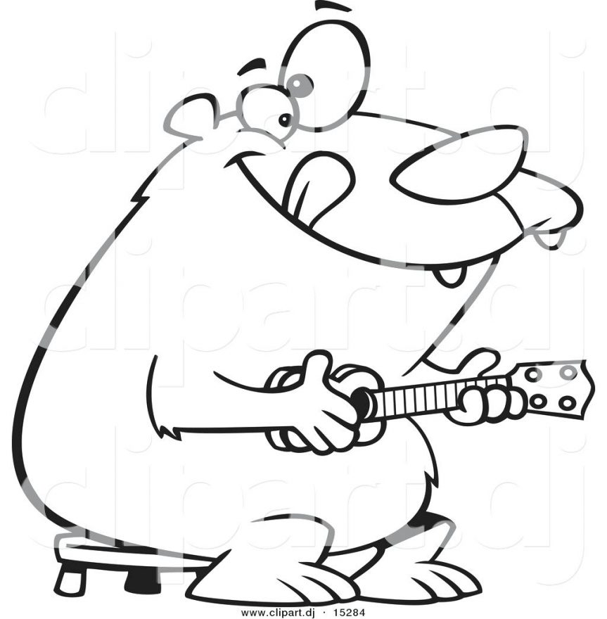 863x880 Vector Of A Cartoon Bear Playing Coloring Page Outline Outlines