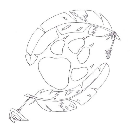 500x493 Feather And Paw Tattoo Design