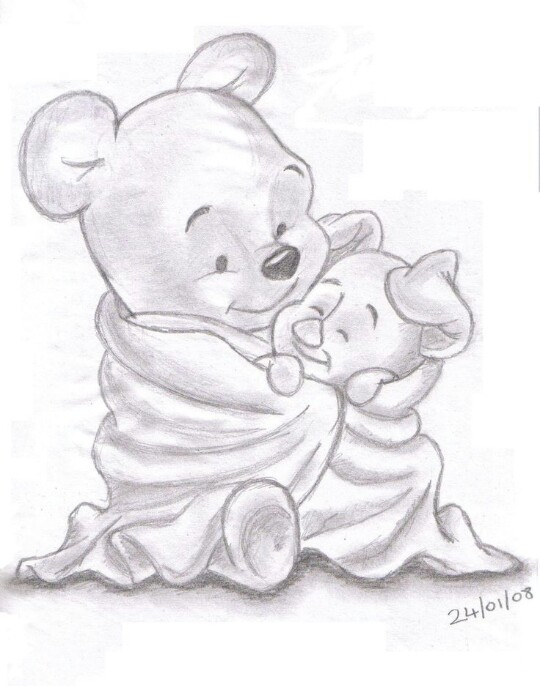 540x686 Pooh And Pig Drawn Draw, Drawing Ideas And Sketches