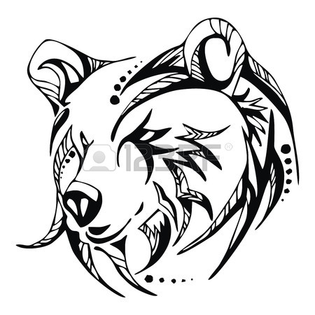 450x450 Hand Drawn Vector Roaring Bear. T Shirt Design. Wild Grizzly