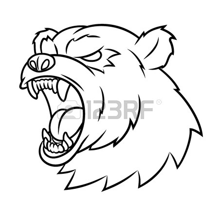 450x450 Illustration Of The Angry Bear Head. White Background. Vector