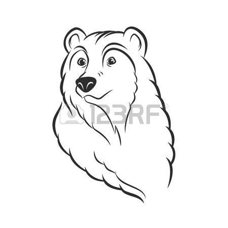 450x450 Black Bear. Set Of Isolated Heads Of Bear In Color, Lines. Heads