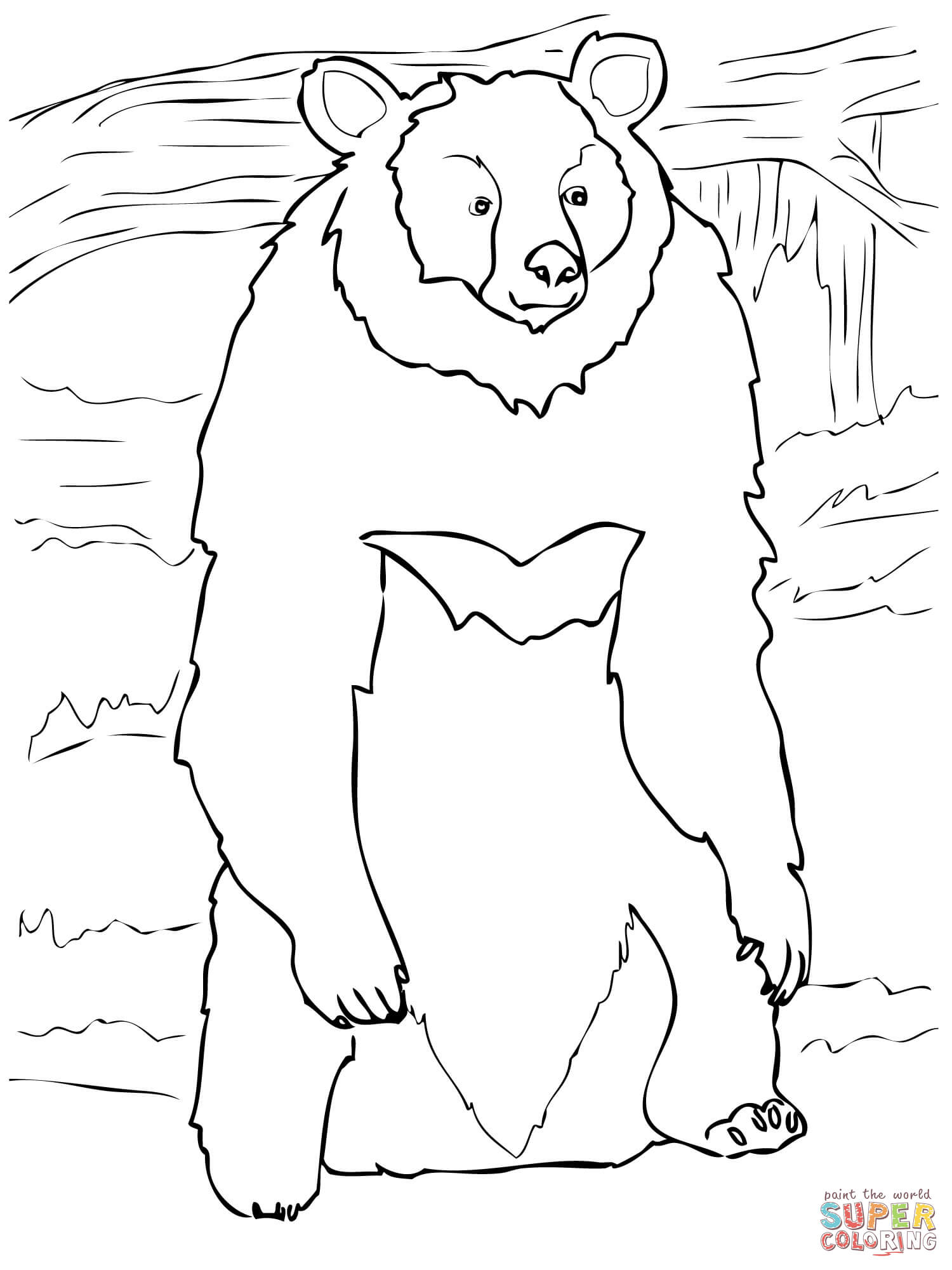 1500x2000 Asia Black Bear Standing Up Coloring Page Free Printable