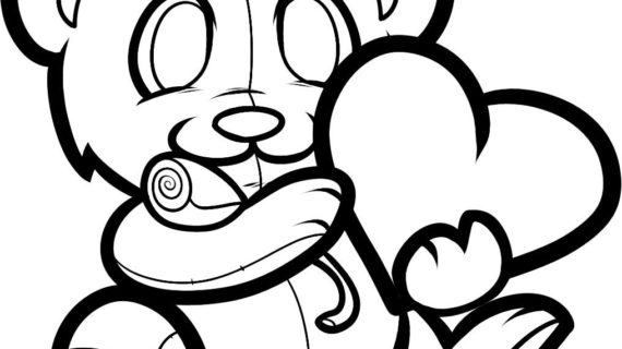 570x320 Bear With Heart Drawing How To Draw A Valentines Bear, Valentine