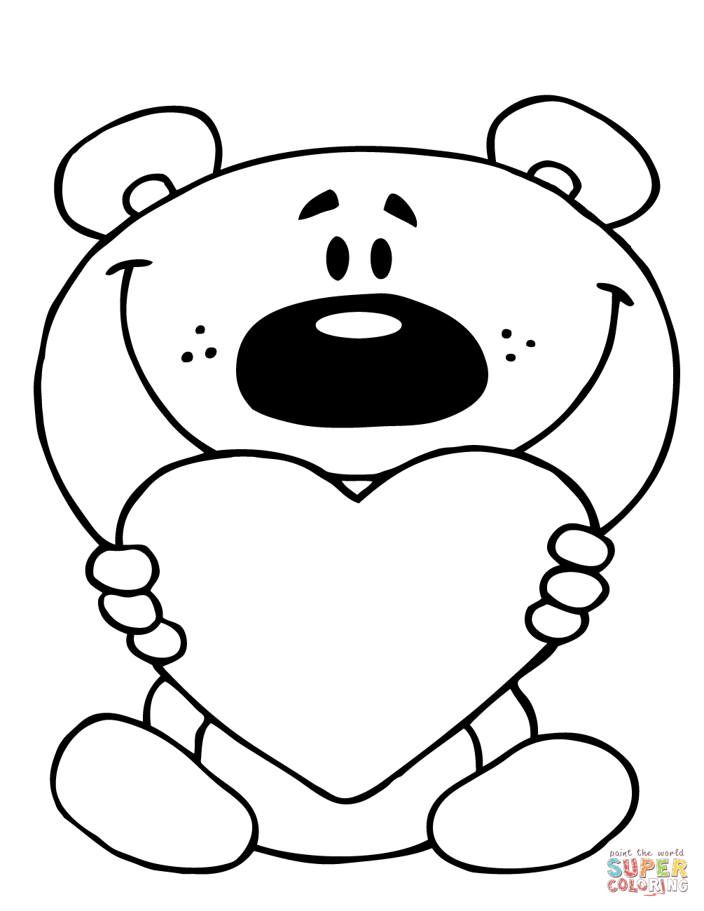 1005x1300 Teddy Bear Holding A Red Heart Coloring Page Free Printable