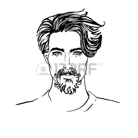 450x450 Hipster. Vector Of A Man Face With Beard Royalty Free Cliparts