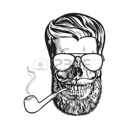 450x450 Human Skull With Hipster Beard, Wearing Aviator Sunglasses