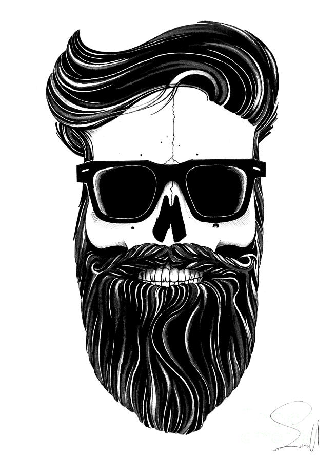 655x900 Ray's Black Bearded Skull Drawing By Nils Leemans