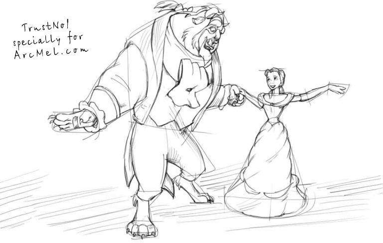 768x488 How To Draw Beauty And The Beast Step By Step