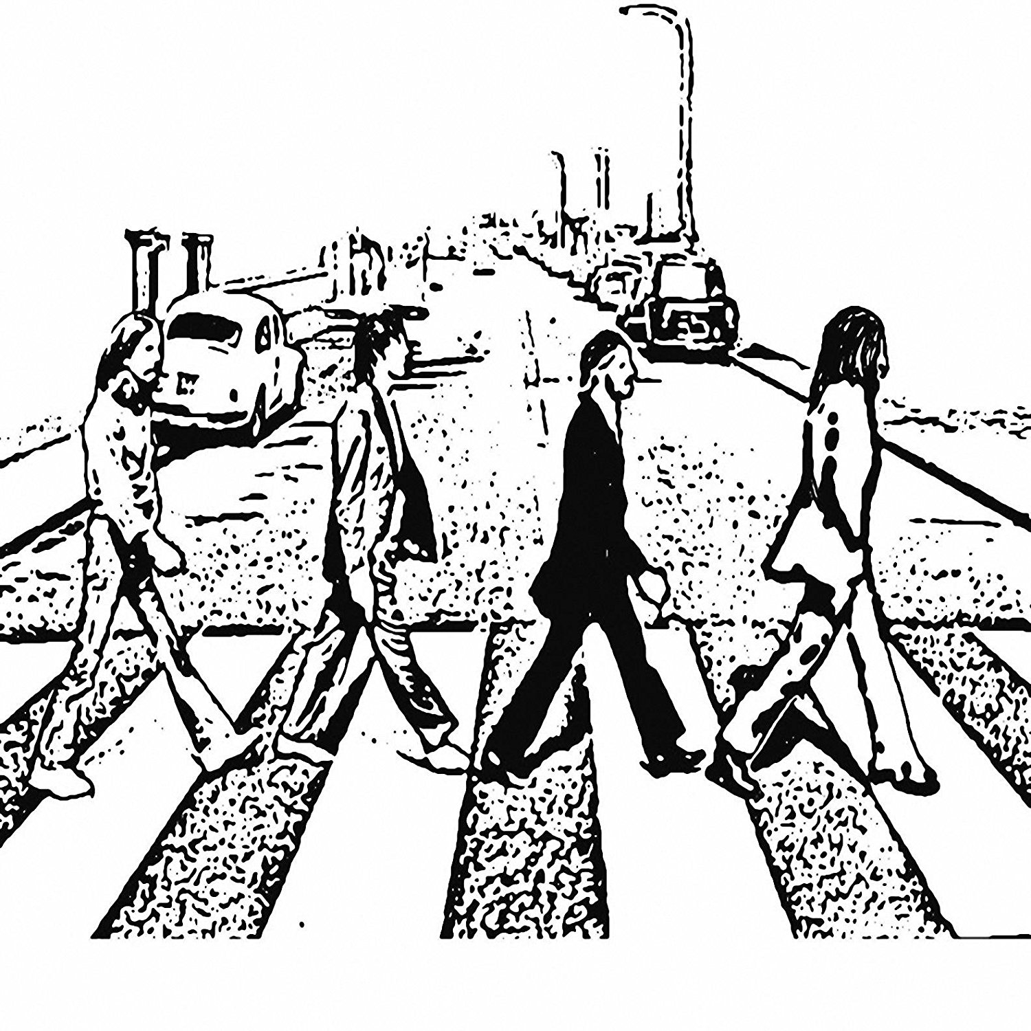 1500x1500 The Beatles Abbey Road Black And White Sketch 24x24 Canvas Art
