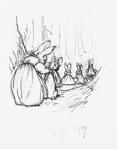 408x519 Preliminary Sketch For Peter Rabbit Beatrix Potter The Tale