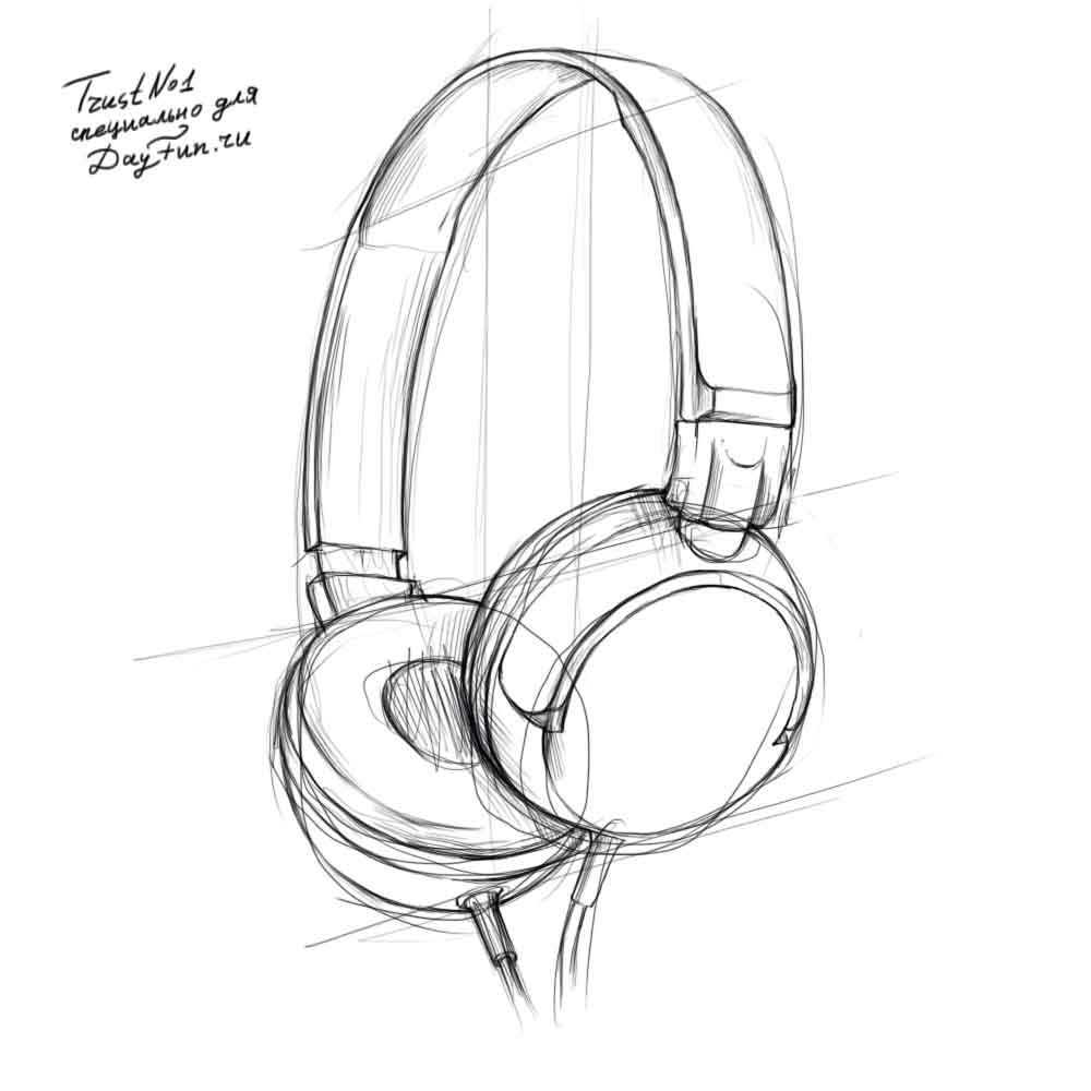 1000x1000 How To Draw Headphones Step By Step 3 Drawing