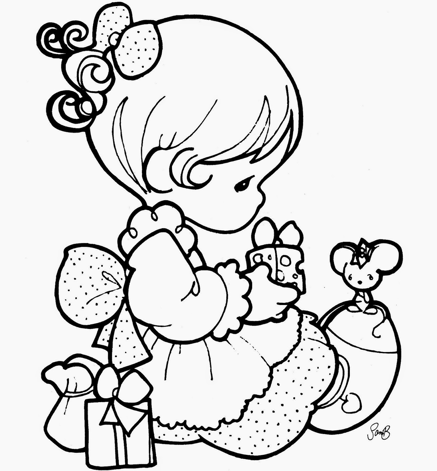 1484x1600 Beautiful Precious Moments Girl Coloring Page For Kids Of A Cute