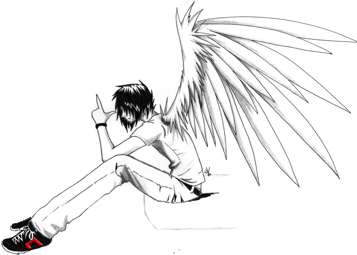 1398x999 Angel Anime Boy Drawings In Pencil Best Cool Pencil Drawings