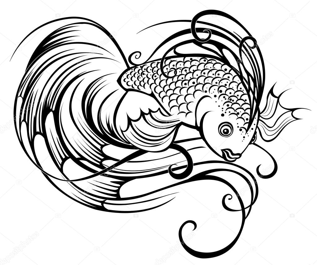 1023x855 Stylized Beautiful Fish Stock Vector Blackmoon979