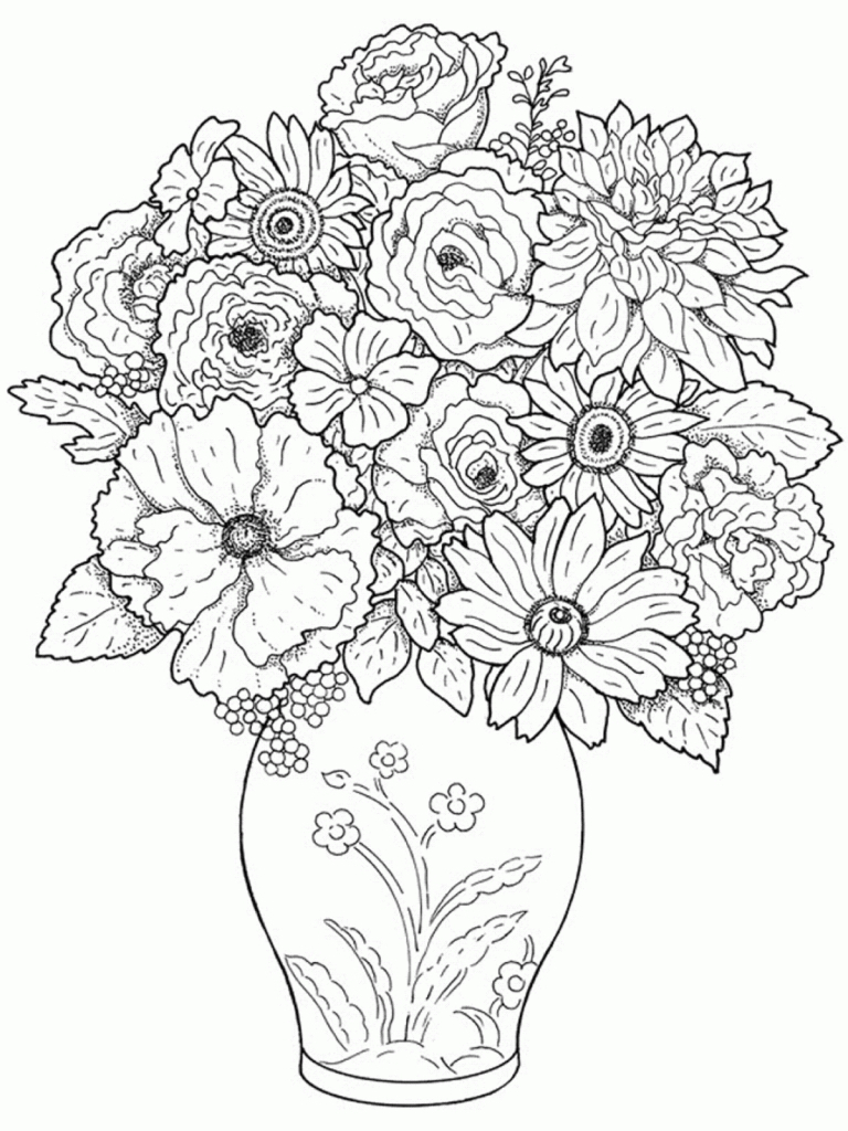 768x1024 Beautiful Flower Vase Flowers Drawing Flower Vase