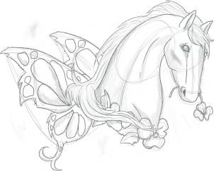 302x242 How To Draw A Pretty Horse Tattoo Step 6 Drawings