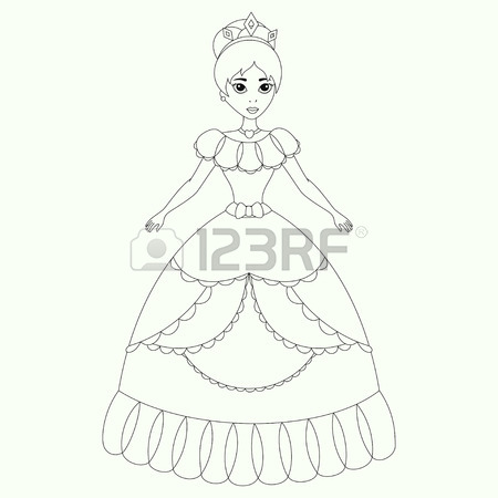 450x450 Beautiful Princess, Coloring Book Page Royalty Free Cliparts