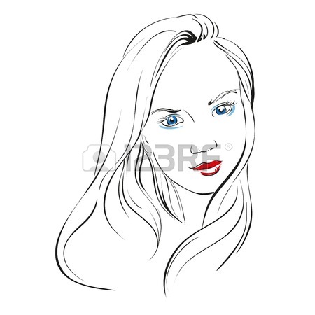 450x450 Beautiful Woman Face Hand Drawn Illustration Sketch Royalty Free