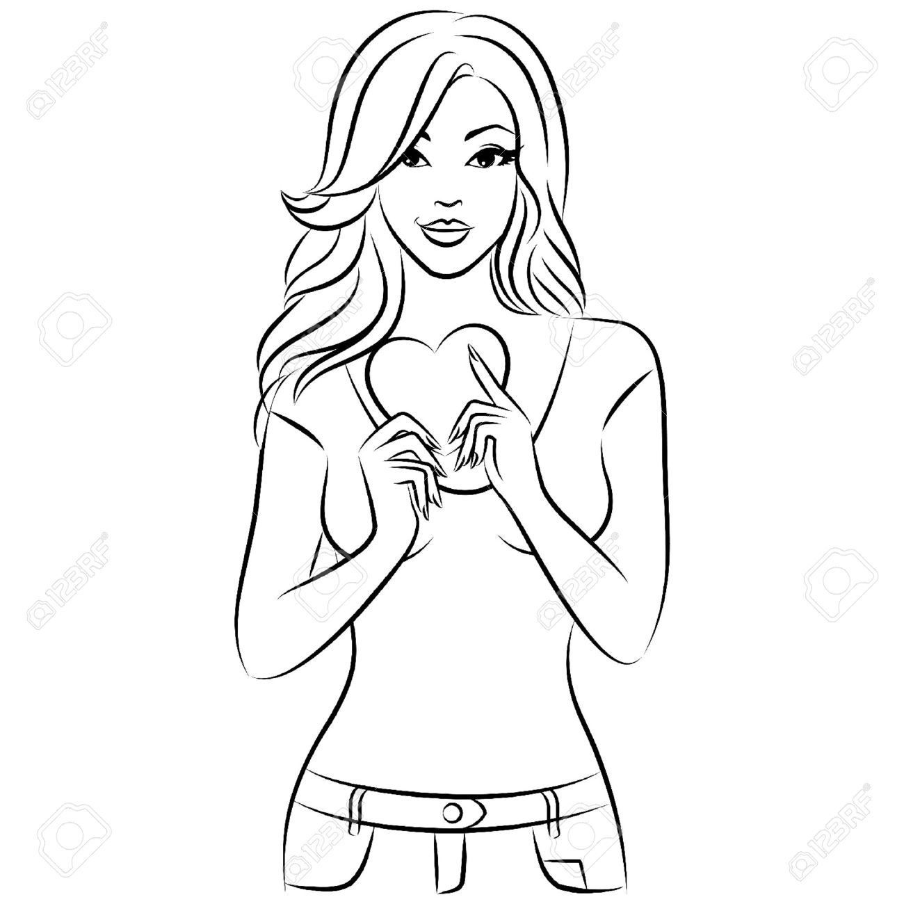 1300x1300 Woman Clipart Black And White