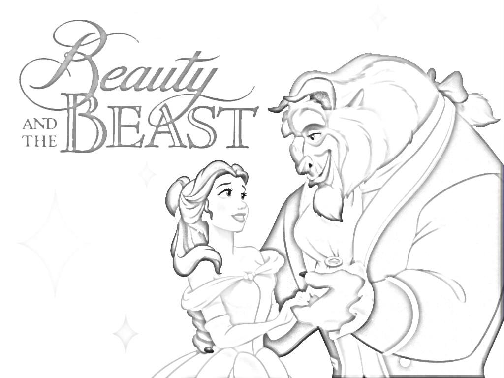 1024x768 Top Beauty And Beast Colouring Pages Disney Beauty And
