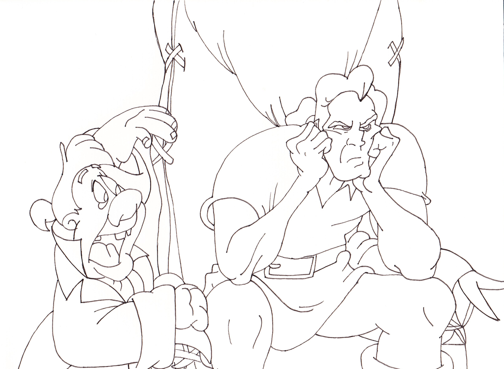 1024x750 Lefou Gaston Sketchline Beauty And The Beast 1991 By Vadkraam