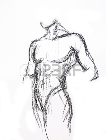 341x450 Man Torso Sketch Pencil Drawing Stock Photo, Picture And Royalty