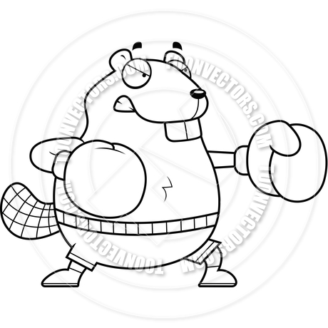 460x460 Cartoon Beaver Boxing (Black And White Line Art) By Cory Thoman