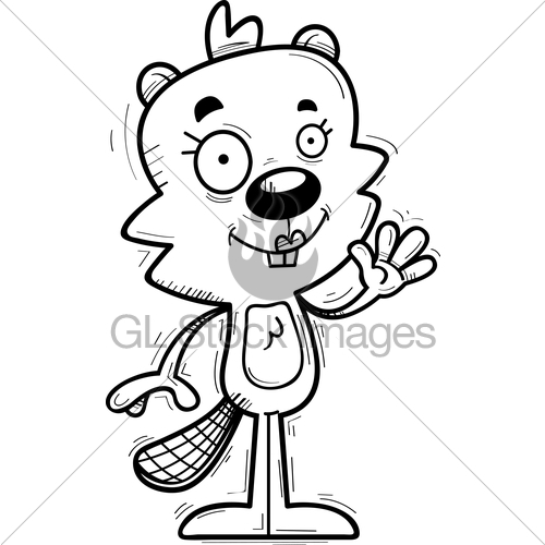 500x500 Cartoon Female Beaver Waving Gl Stock Images