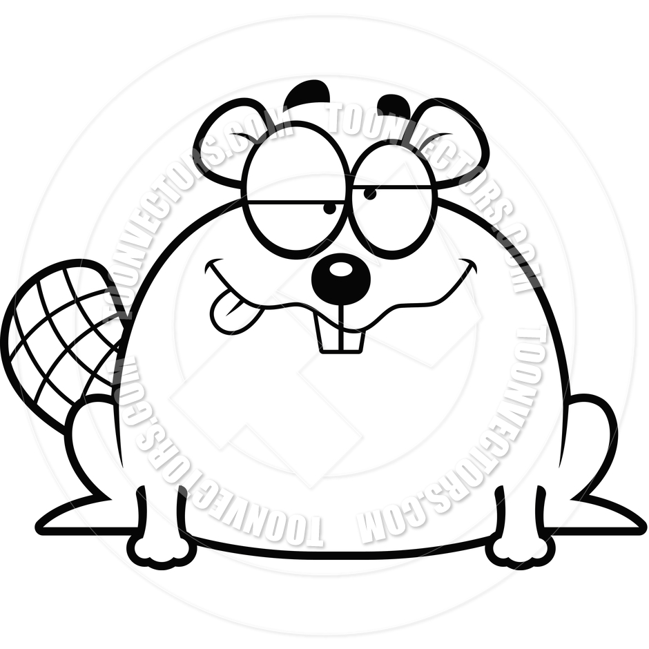 940x940 Cartoon Little Beaver Drunk (Black And White Line Art) By Cory