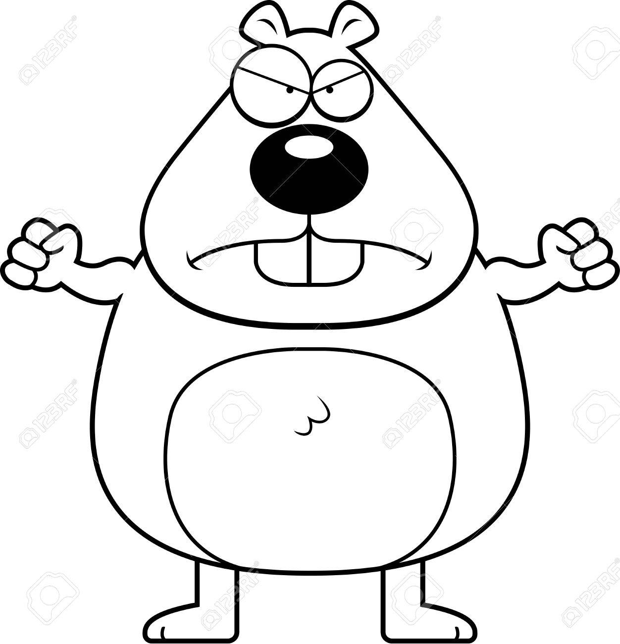 1252x1300 An Angry Cartoon Beaver Frowning And Looking Upset. Royalty Free