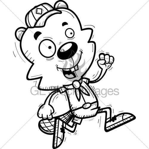 500x500 Cartoon Male Beaver Scout Running Gl Stock Images