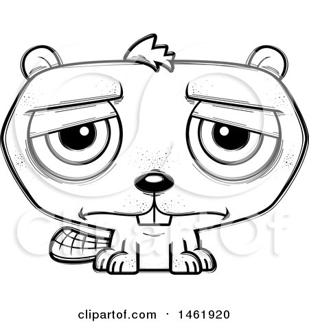 450x470 Clipart Of A Cartoon Lineart Sad Evil Beaver
