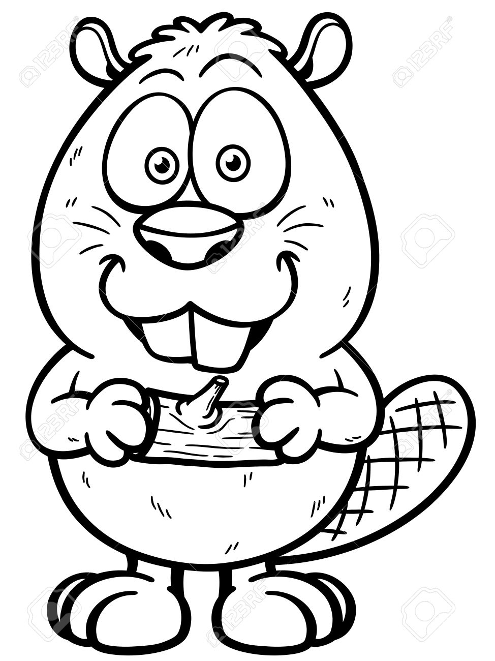 974x1300 Vector Illustration Of Cartoon Beaver With A Wood