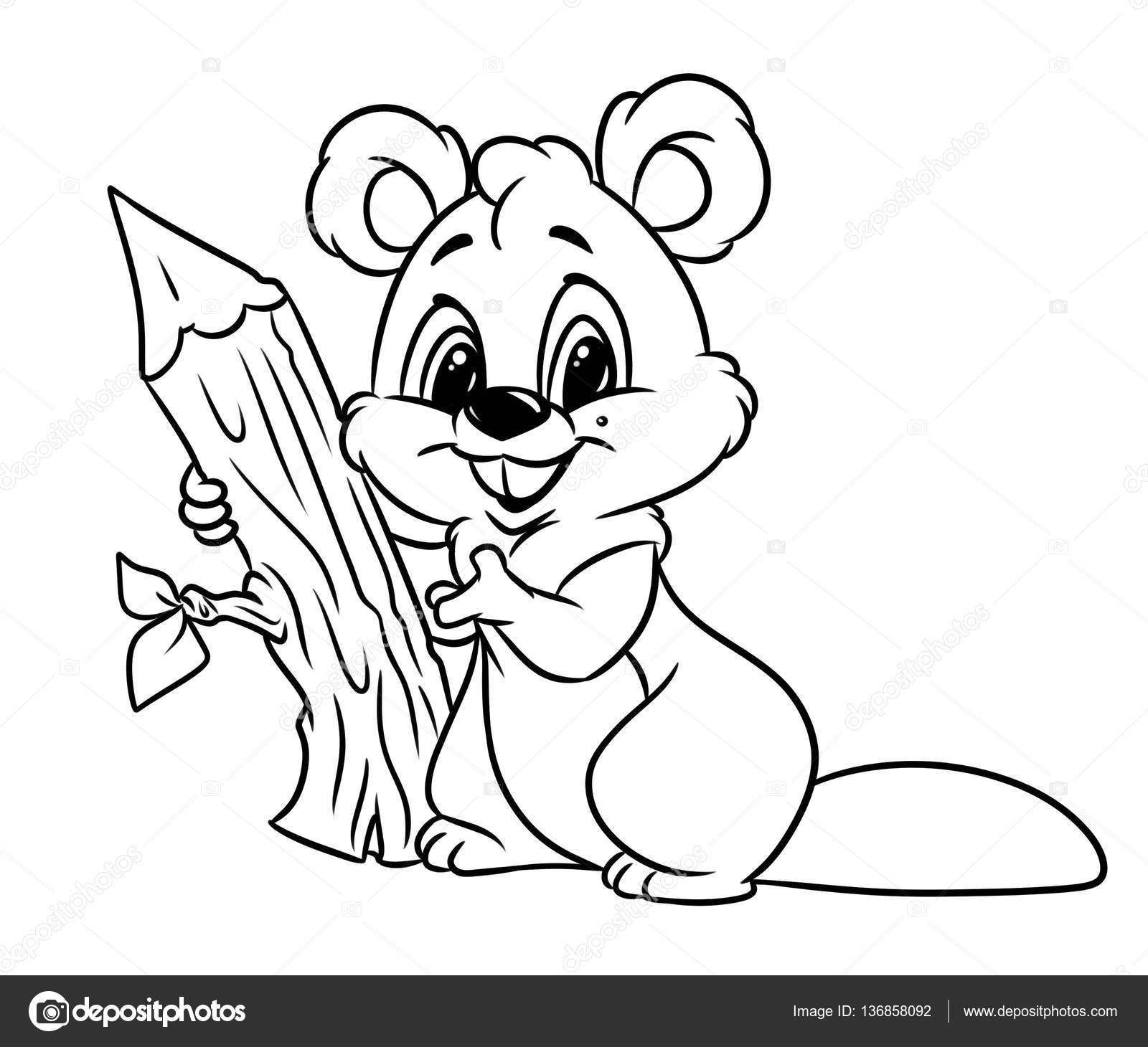 1600x1460 Beaver Tree Animal Coloring Pages Cartoon Stock Photo Efengai
