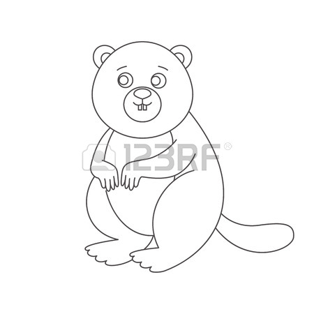 450x450 Beaver Isolated. Drawing Beaver For A Child Stock Photo, Picture