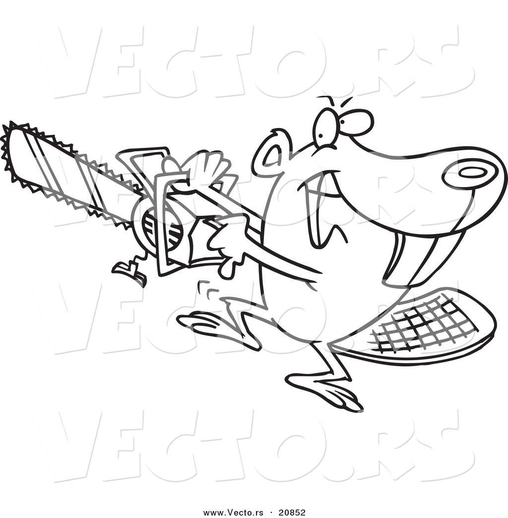 1024x1044 Vector Of A Cartoon Beaver Using A Chainsaw