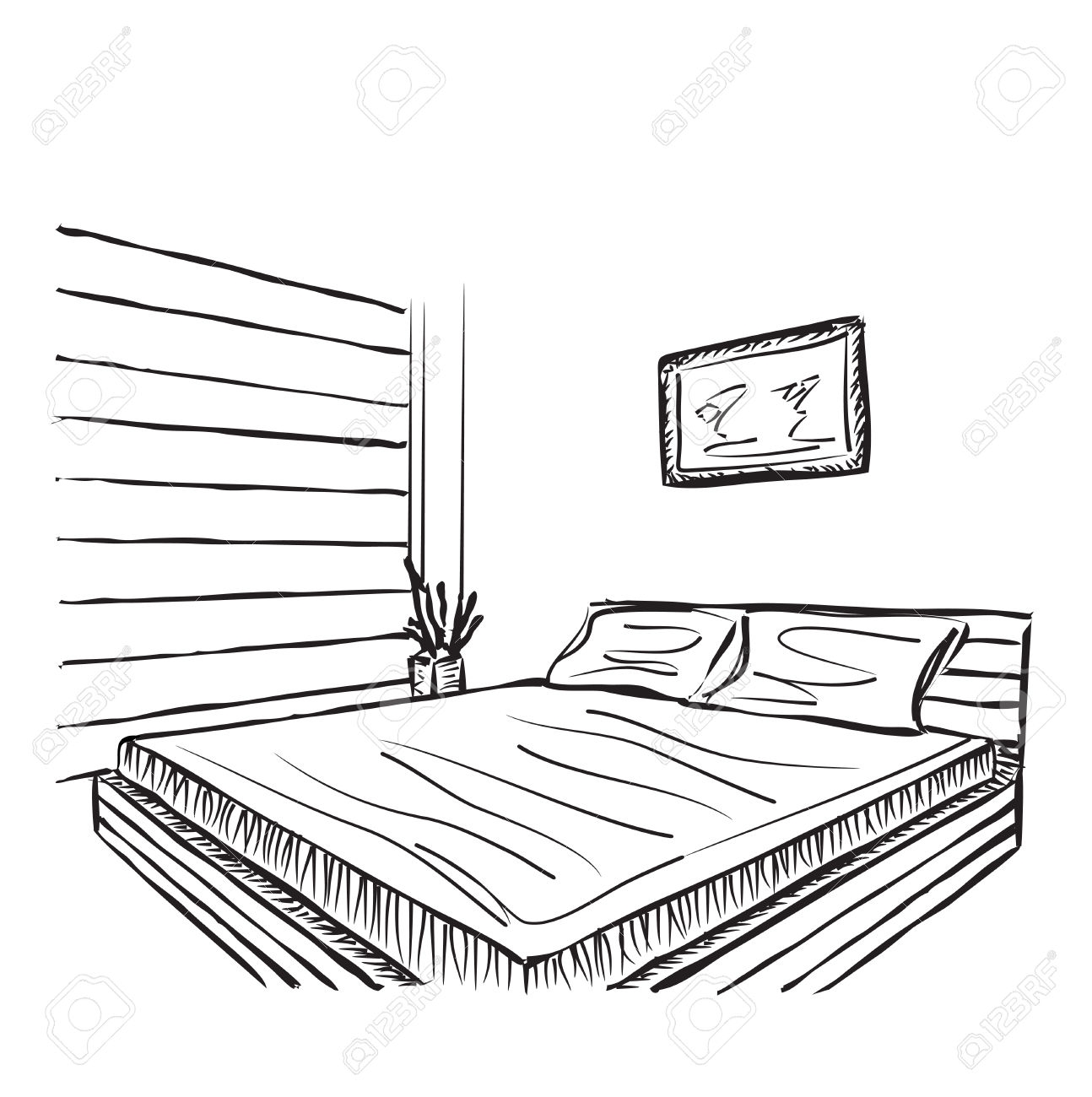 1294x1300 Bedroom Black And White Drawing White Bedroom Design