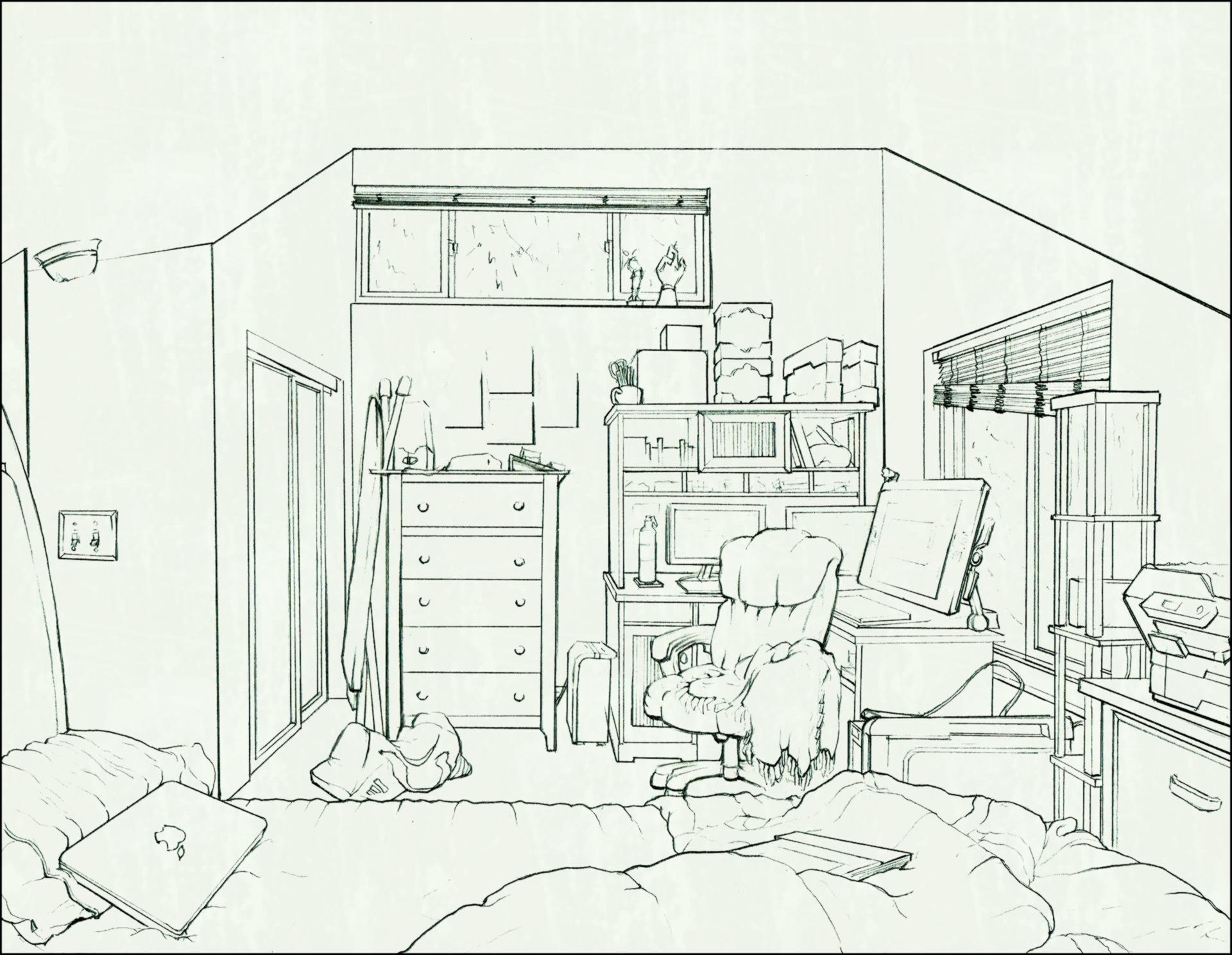 1920x1489 Scroll To See More Artstation Interior Drawing Of My Bedroom