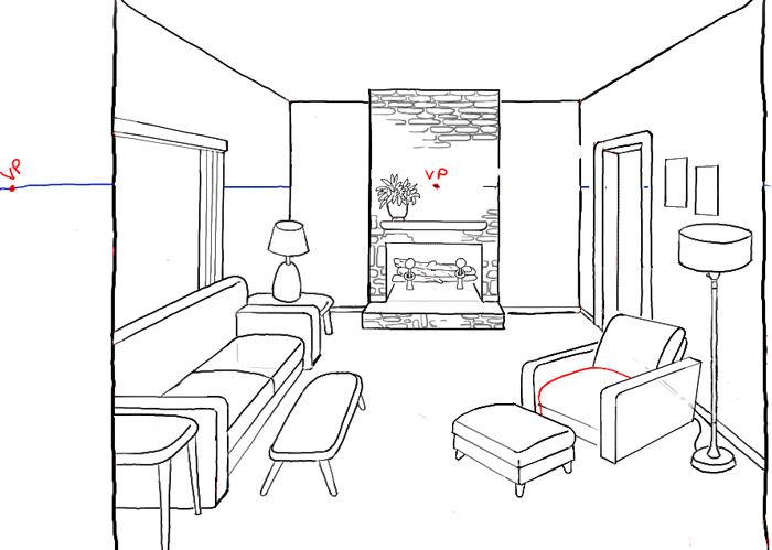 700x499 Step12 Perspective Drawing Inside Of Living Room (Awesome Drawing