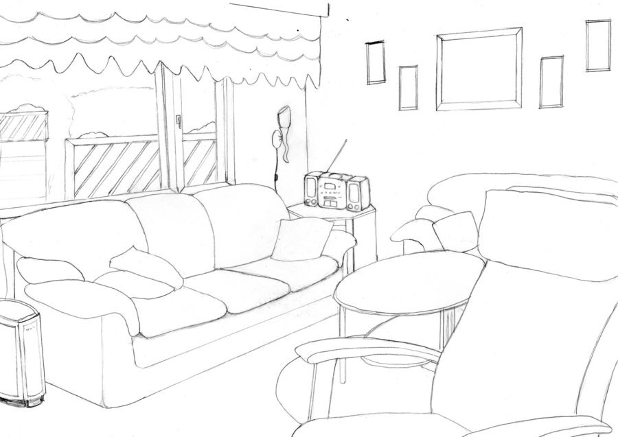 900x637 Simple Living Room Drawings