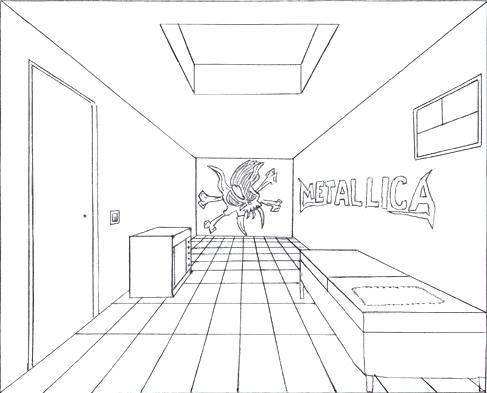 487x393 Bedroom Perspective Drawing In Hell Custom Art Lesson 1 One Point