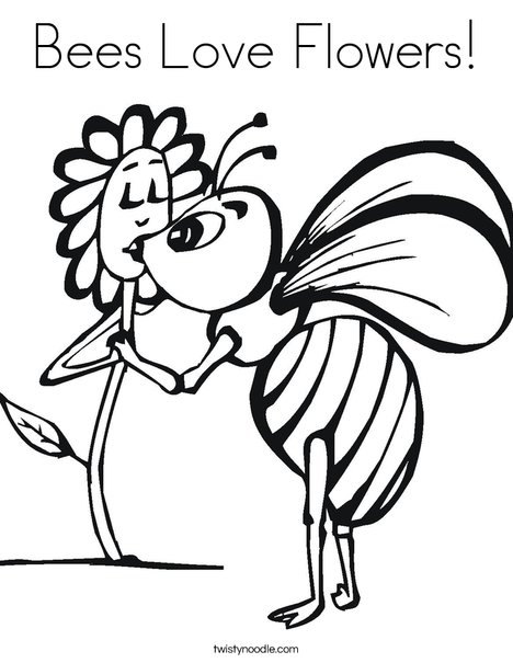 468x605 Bees Love Flowers Coloring Page